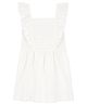 Carter's  Frill Sleeves Solid Color Frock With Jali Embroidery -Ivory