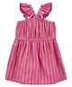 Carter's Frill Sleeves Striped Frock - Pink