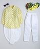 BAATCHEET Silk Full Sleeves Argyle Designed Embroidered Kurta With Dhoti & Pyjama - Yellow