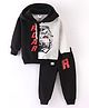 Teddy Fleece Full Sleeves Winter Wear Hoodie & Lounge Pant Set Roar Print - Black & White