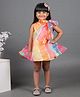 Maaikid Sleeveless Bow Detailed Striped Design Tie Dye Lulu Dress - Multi Colour