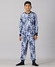 Kiddopanti Full Sleeves Shibori Tie Dye Coordinating Tee & Pyjama Night Set - Blue