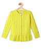 Cherry Crumble By Nitt Hyman Full Sleeves Woven Cable Designed Peplum Cardigan Sweater - Yellow