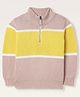 Cherry Crumble By Nitt Hyman Full Sleeves Woven Braid Detailed Mid Striped Sweater - Multi Color