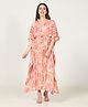 CHARISMOMIC  Batwing Half Sleeves Striped Design Maternity Kaftan Dress  With Concealed Zipper Nursing Access  - Pastel Pink