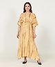 CHARISMOMIC  Batwing Half Sleeves Striped Design Maternity Kaftan With Concealed Zipper Nursing Access - Honey Gold