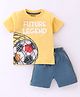 Fido Single Jersey Half Sleeves T-Shirt and Shorts Football Print - Yellow and Grey