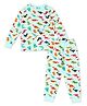 Earth Conscious Pure Cotton Full Sleeves Dinosaur Printed Night Suit - Pista Green