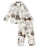 Earth Conscious Pure Cotton Full Sleeves Dragon Printed Night Suit - Brown