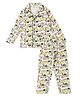Earth Conscious Pure Cotton Full Sleeves Car Printed Night Suit - Grey Melange