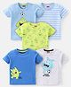 Babyhug 100% Cotton Half Sleeves T-Shirts Monsters Print Pack of 5- Blue & Green