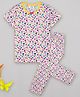 Sheer Love Half Sleeves Stars Printed Coordinating Tee & Pajama Set - White