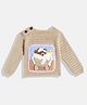 Mayra Knits Full Sleeves Animals Detailed Woollen Hand Knitted Sweater - Brown