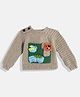 Mayra Knits Full Sleeves Animals Detailed Woollen Hand Knitted Sweater - Brown