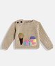 MayRa Knits Full Sleeves Huts Designed Woollen Hand Knitted Sweater - Brown