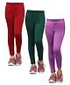 Zion Pack Of 3 Solid Leggings - Purple Green & Maroon