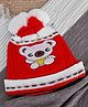 Baby Moo Koala Detailed Breathable Knitted Woollen Beanie Cap - Red