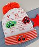 Baby Moo Car &  Pom Pom Detailed Breathable Knitted Woollen Beanie  Cap -  Orange