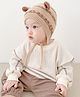 Ziory  Animal Ear Detailed Woollen Tie Up Cap  - Beige