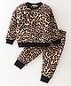 CrayonFlakes Full Sleeves Leopard Printed Polar Fleece Coordinating  Sweatshirt &  Joggers Set - Brown
