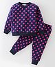 CrayonFlakes Polka Dots Printed  Polar Fleece Coordinating  Sweatshirt & Joggers Set - Navy Blue