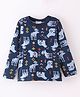 CrayonFlakes Full Sleeves Bear Printed Tee - Navy Blue