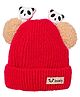 Kid-O-World Panda Face & Pom Pom Detailed Cap - Red-  Diameter 48 Cms