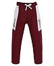 3PIN Placement Text Printed Colour Block Detailed  Terry Joggers - Maroon
