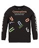 3PIN Full Sleeves All Over Generation Theme Text Printed Tee - Black