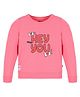 3PIN Full Sleeves  Placement Text Printed Sweatshirt - Pink