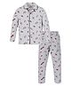 3PIN Full Sleeves Space Theme Printed Shirt With Coordinating Pajama Set - Grey