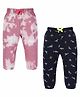3PIN Pack Of 2 Tie Dye & Birds Printed  Joggers - Pink &  Black
