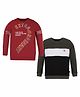 3PIN Pack Of 2 Full Sleeves Extraordinary Text Printed & Color Blocked Tees - Maroon & Black