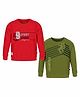 3PIN Pack Of 2 Full Sleeves Placement Skating & Sport League Text Printed Tees - Red & Green