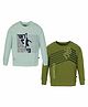 3PIN Pack Of 2 Full Sleeves Placement Skating & Cant Be Stopped Text Printed Tees - Blue & Green