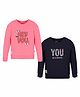 3PIN Pack Of 2 Full Sleeves Hey You & You Are So Beautiful Text Printed Tees - Pink & Black
