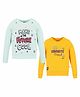 3PIN Pack Of 2 Full Sleeves Make The Future Cool & Favorite Trend Text Printed Tees - Blue & Yellow