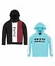 3PIN Pack Of 2 Full Sleeves Placement Ourselves & Skate Text Printed Colour Blocked Hoodies - Black & Blue