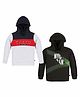 3PIN Pack Of 2 Full Sleeves Placement Tokyo Japan & NYC Text Printed Colour Blocked Hoodies - Grey & Black