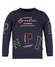3PIN Full Sleeves Placement Text Printed Tee - Blue
