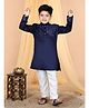 Kinder Kids Full Sleeves Placement Foil Graph Checked    Kurta With Pyjama -  Dark Blue