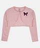 Kiddopanti Full Sleeves Heart Detailed Sequin Embellished Crop Shrug - Pink