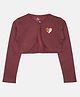Kiddopanti Full Sleeves Heart Detailed Sequin Embellished Crop Shrug - Maroon