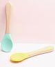 THE LITTLE LOOKERS Silicone Spoon with Bamboo Handle BPA Free Feeding Spoons for Baby/Kids/Toddlers - Green & Yellow (Pack of 2)