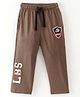 Lazy Bones Sinker Full Length Lounge Pants With Badge & Text Print- Peanut Brown
