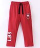 Lazy Bones Sinker Full Length Lounge Pants With Badge & Text Print- Red
