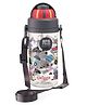 Smiggle Water Bottle Construction Print Black- 430 ml