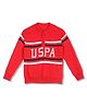 US Polo Assn Knitted Full Sleeves Sweater with Text Design - Medium Red