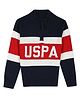 US Polo Assn Knitted Full Sleeves Sweater with Text Design - Navy Blue