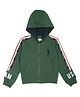 US Polo Assn Knitted Full Sleeves Hooded Sweatshirt Logo Print - Dark Green